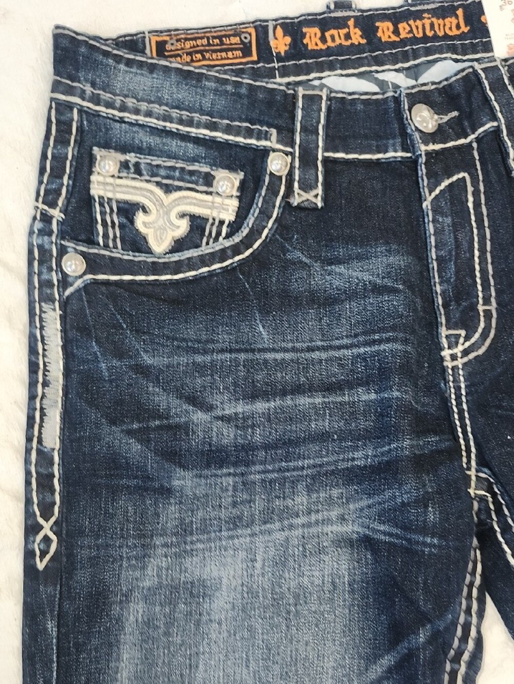 Rock Revival Earlin Bootcut Jeans Buckle Exclusive 36x38 XX-Long Heavy Stitch - Picture 4 of 16
